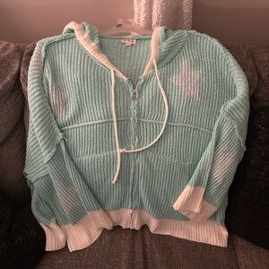 Pol Women's Mint Green Star Sweater